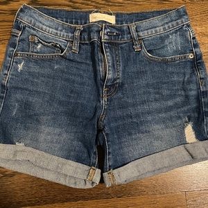 4" Distressed High Rise Denim Shorts
